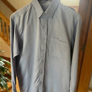 Men’s long sleeve dress shirts two of them one dark blue one light blue